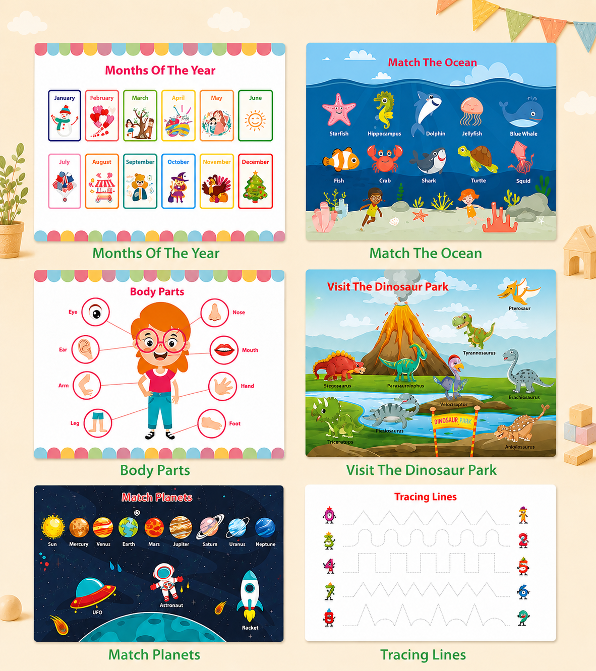 Montessori Busy Book & Reusable Sticker Set for Toddlers Ages 2–5