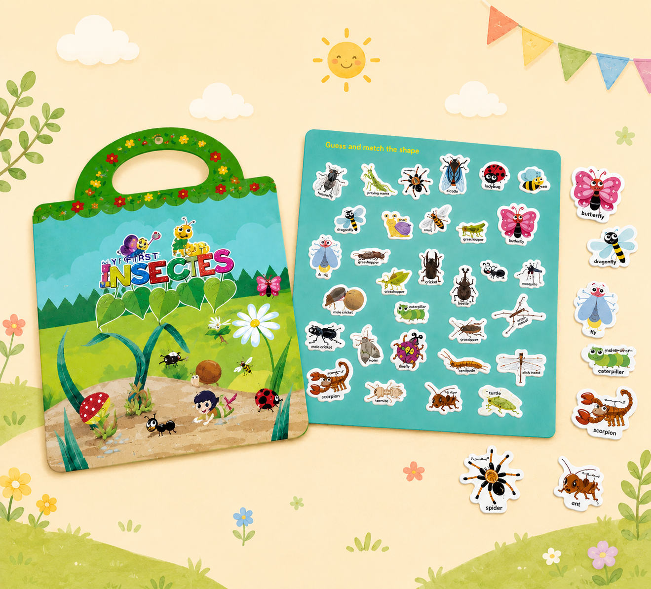 Montessori Busy Book & Reusable Sticker Set for Toddlers Ages 2–5