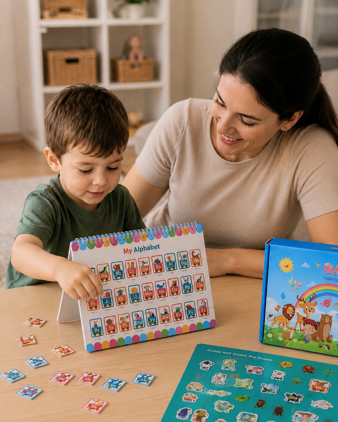 Montessori Busy Book & Reusable Sticker Set for Toddlers Ages 2–5