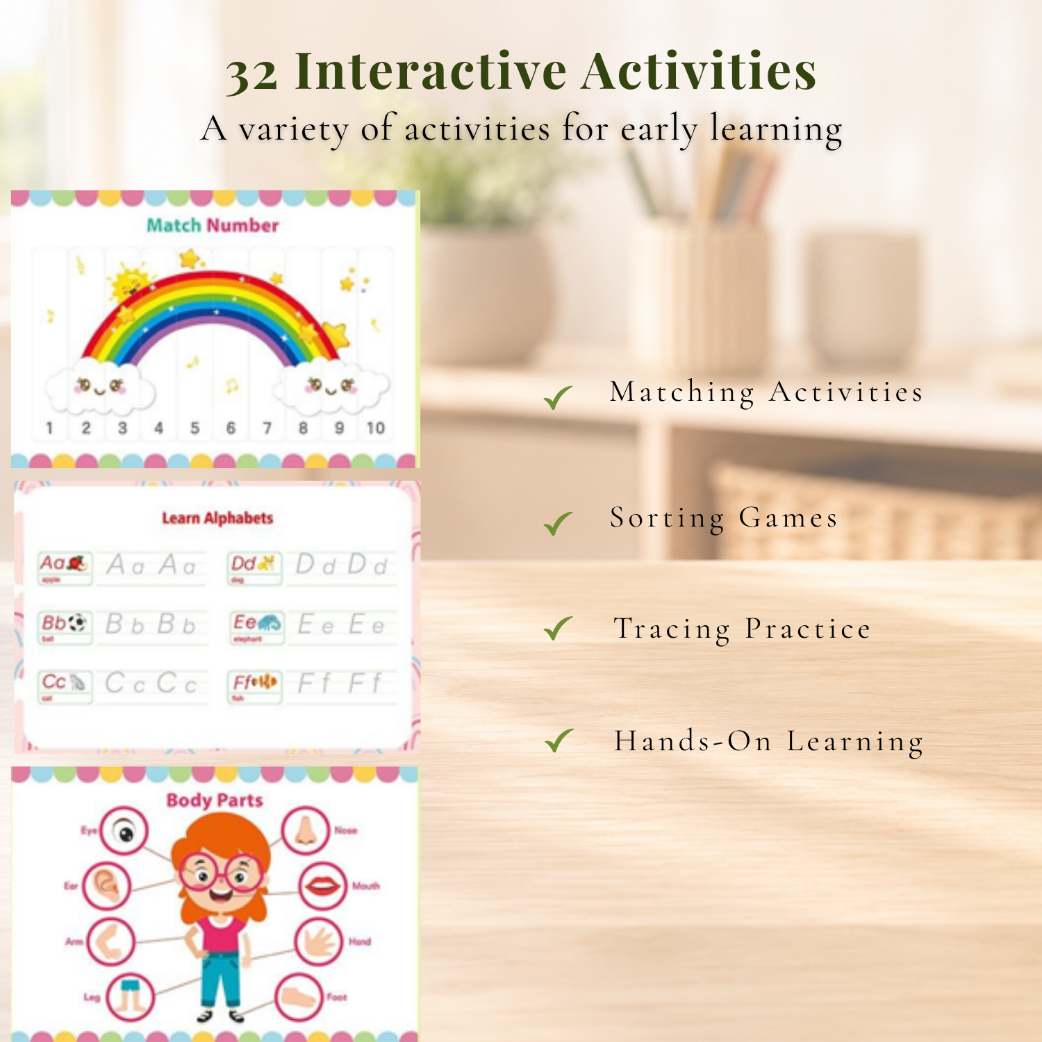 Montessori Busy Book & Reusable Sticker Set for Toddlers Ages 2–5