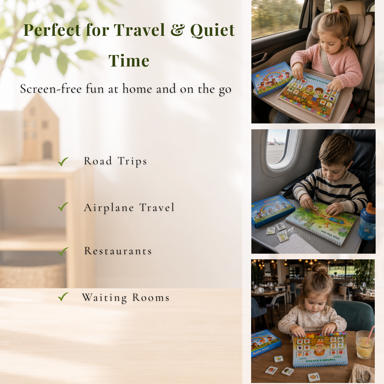 Montessori Busy Book & Reusable Sticker Set for Toddlers Ages 2–5
